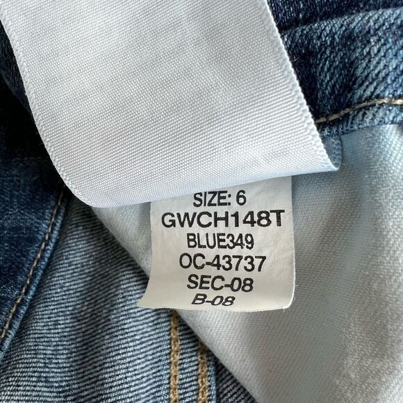 Good American Blue 349 Stretch Skinny Jeans Distressed Hem Size 6 Med Wash - Picture 7 of 7